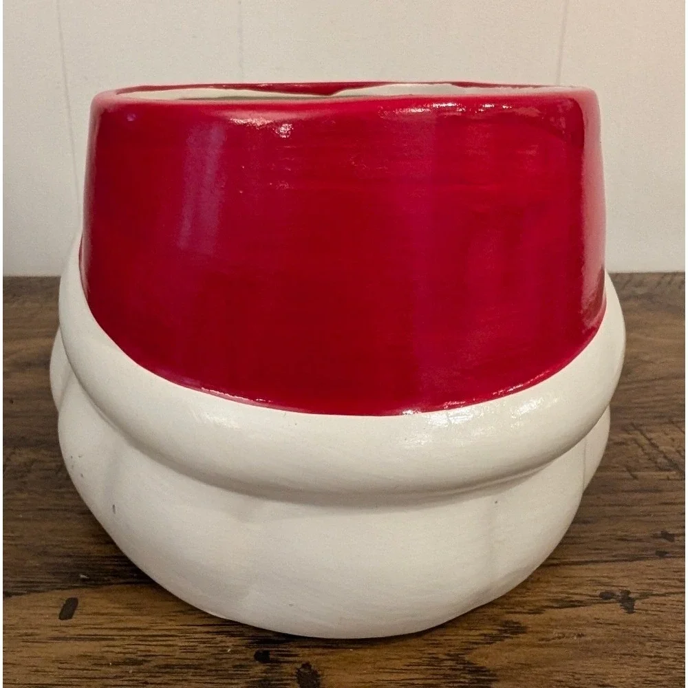 VTG Santa Claus Ceramic Head Christmas Planter, Jar, Centerpiece Decor Art